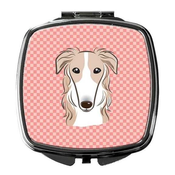 Checkerboard Pink Borzoi Compact Mirror BB1228SCM