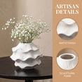 thumbnail image 2 of Unique Bargains Low Cylinder Ceramic Vase Wide Matte White Decorative Bowl White, 2 of 5