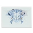 thumbnail image 1 of Kabuki Cutting Board, Fox Form Kitsune Japan Culture Theme Triangle Sakura Flowers, Decorative Tempered Glass Cutting and Serving Board, Large Size, Pale Blue White Beige, by Ambesonne, 1 of 1