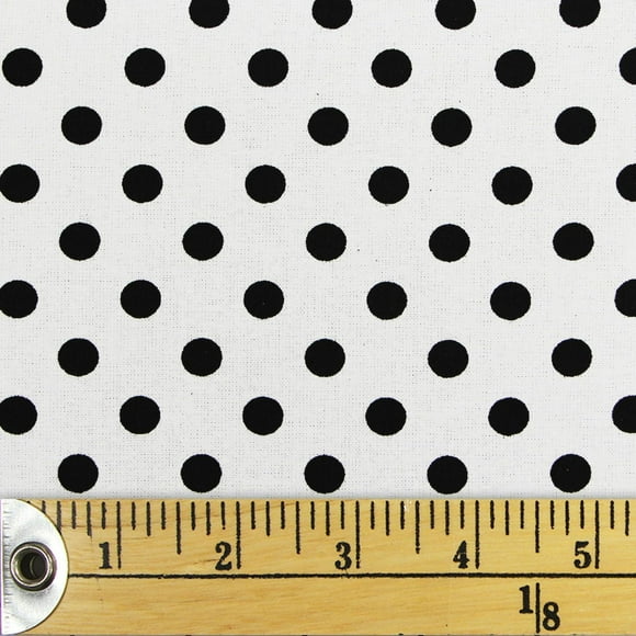 Fabric Creations White with Black Polka Dots Fat Quarter Pre-Cut Fabric - 18" x 21" / 45cm x 53cm, 18" x 21" / 45cm x 53cm