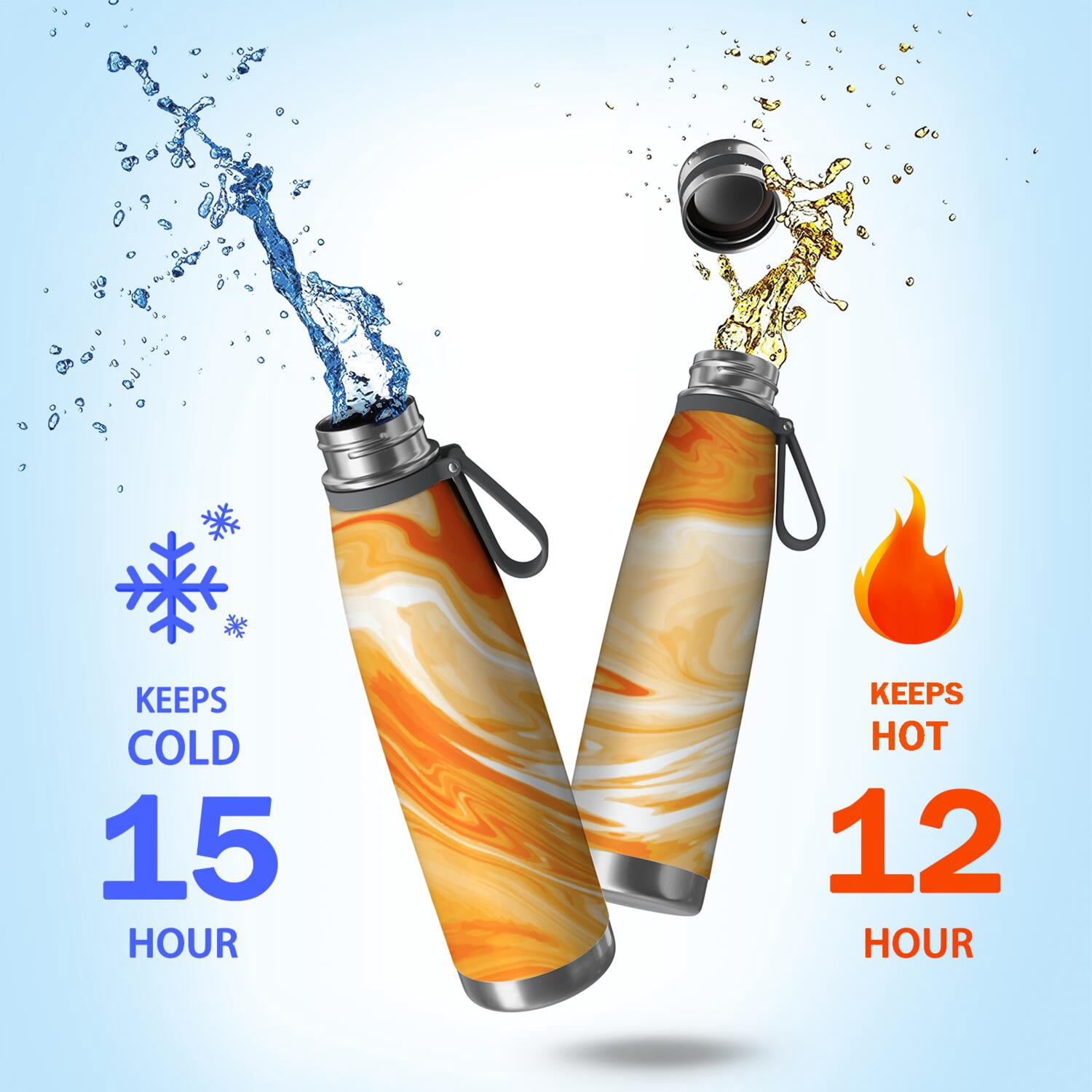 29oz Insulated Water Bottle with Tea Infuser, Stainless Steel Travel Mug, Liquid & Marble Print