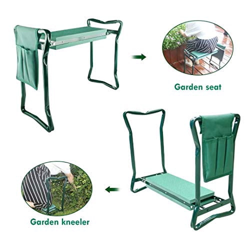 Folding Garden Kneeler and Seat with Tool Pouch Bag Thick Kneeling Pads Soft Decorative Garden Stools Workseats Portable Outdoor Foldable Kneeler Tools