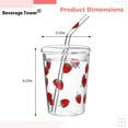 thumbnail image 2 of Glass Tumbler with Strawberry Pattern 16 oz, Cold Drink Cup with Lid and Straw, Heat Resistant Clear Juice Glass, Cute Fruit Design Drinking Cup for Summer Beverages, 2 of 5