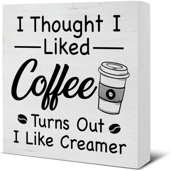 Zomyto 7x7 inches Coffee Sign I Thought I Liked Coffee Wooden Sign Coffee Decorations for Coffee Bar, Coffee Decor