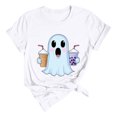 thumbnail image 6 of HOMBOM Womens Halloween Summer T Shirts White Crewneck Daily Short Sleeve Lightweight Fall Womens Pullover Vintage Tops,XL, 6 of 6