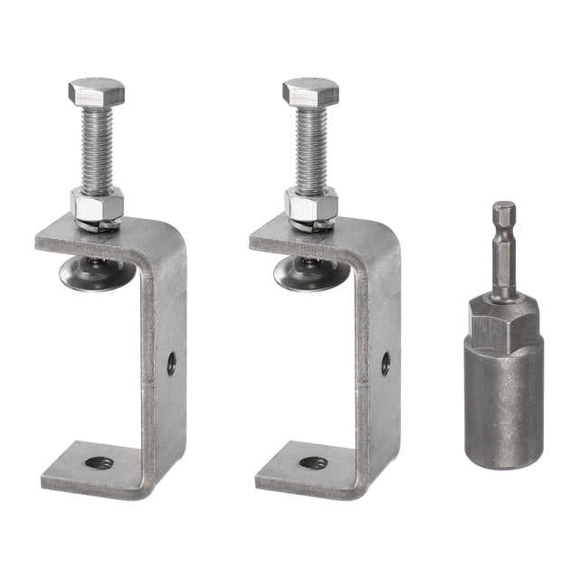 Uxcell 2 piezas de abrazaderas en C de acero inoxidable 2-15/16" (75 mm) de apertura de mandíbula ancha, abrazadera ajustable de servicio pesado para trabajos en madera y soldadura.