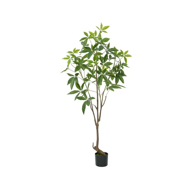 Artificial Tree, Faux Plants Indoor Outdoor, Tall Faux Plants In Pot, Artificial Plants With Lifelike Foliage Faux Pachira Aquatica Tree For Home Office Decor