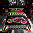 thumbnail image 1 of Erosebridal Teens Sports Comforter Sets Twin Size, Motorcycle Comforters & Duvets, Racing Checkered Decor, Reversible 2pcs, 1 of 8