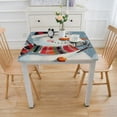 thumbnail image 3 of BANET Christmas Table Cover Square, and Fun Square Dining Table Cover, Fits Square Table, for Outdoor Indoor Holiday Picnic Party Cloth, Blue White, 3 of 7