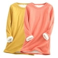 thumbnail image 2 of Feancey 2 Pack Thermal Tops for Women Winter Plus Size Sherpa Lined Sweatshirts Casual Crewneck Fleece Pullover Long Sleeve Loungewear Yellow L, 2 of 5