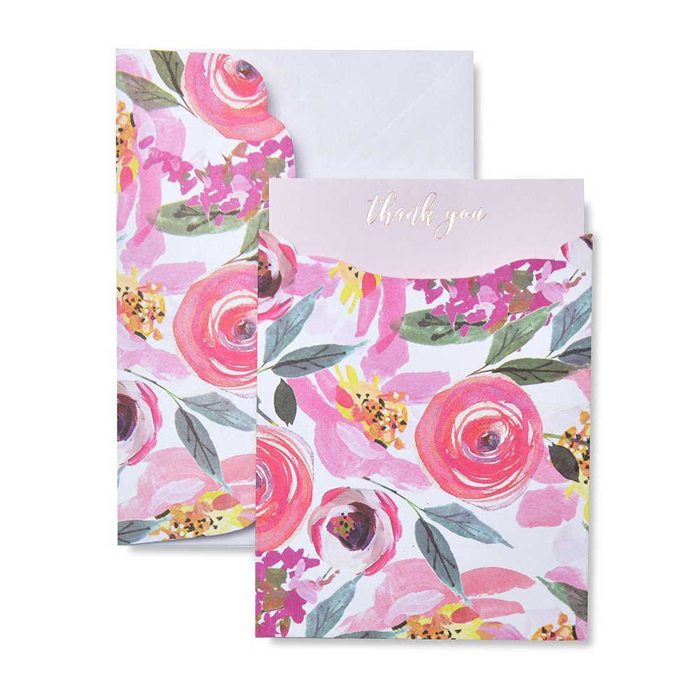 Stanley Pink Pastel Floral Thank You Cards, 10 Count Walmart