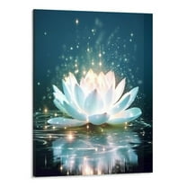 Creowell Spiritual Meditation Yoga Magic White Lotus Flower Wall Art Canvas Art Print Blooming Lotus Picture Framed Water Lily Wall Art Painting Home Decor for Bedroom 16x20 Inch
