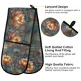 thumbnail image 2 of Yayeee Double Oven Mitt Kitchen Heat Resistant Baking 35" x7" Quilted Cotton Glove, Abstract Water Lilies Pattern, 2 of 6
