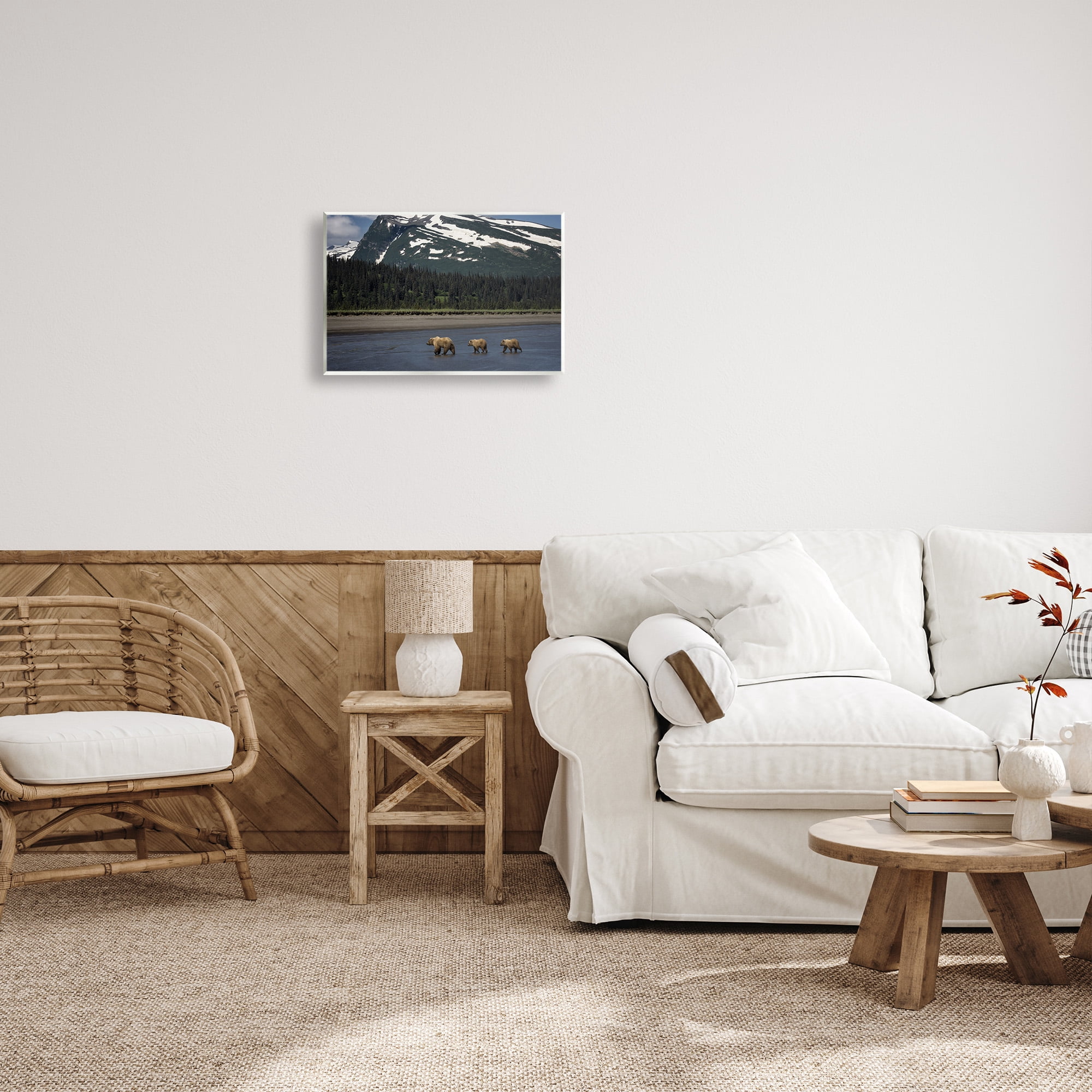 Stupell Industries Bears Crossing Icy River Landscape Photography Unframed Art Print Wall Art, 19 x 13