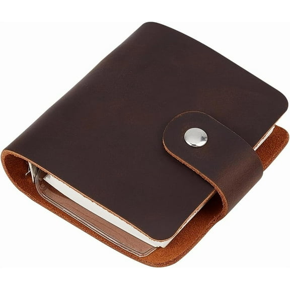 Small Leather Journal 3.7 x 3.5" Notebook A9 Travel Vintage Daily Memo Planner Paper 120 Pages Lock Closure Refill Portable Notepad for Man Women Gifts Artist Traveler Writing Drawing Brown