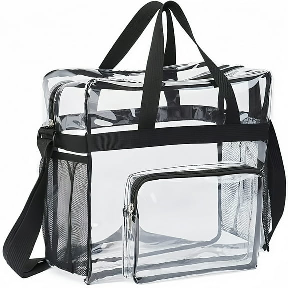BKSDUEH Clear Tote Bags, Stadium Approved Heavy Duty Travel Bags, Large Sports Shoulder Pack for Work,Competition,School
