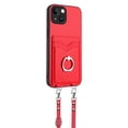 thumbnail image 4 of for iPhone 13 PU Leather Case, Wallet Case with Ring Stand Kickstand Shockproof Protective for Women Girls Card Holder Slot Stand Shoulder Strap Case for iPhone 13, Red, 4 of 8