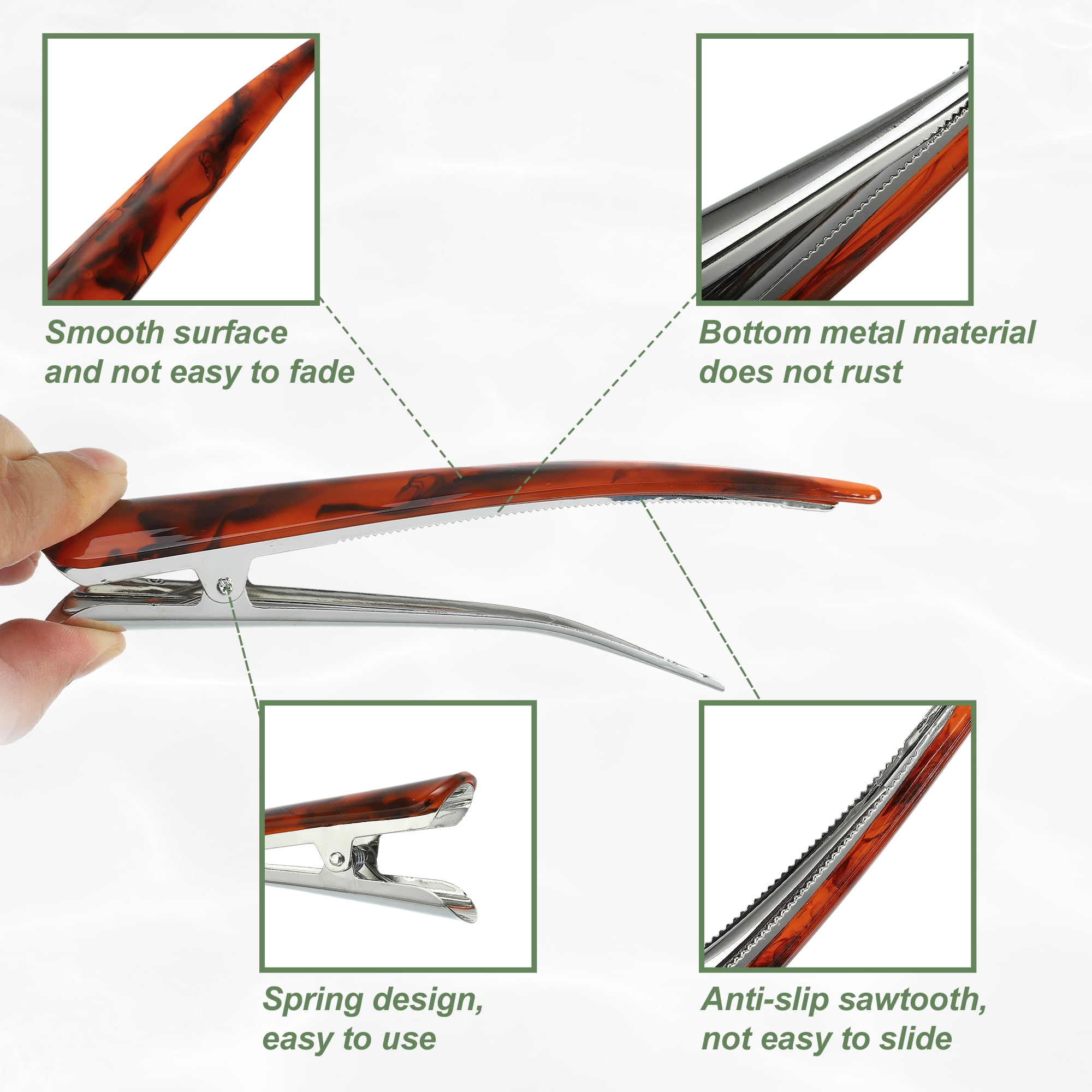 Unique Bargains 2Pcs Long Metal Duckbill Hair Clips Green Red