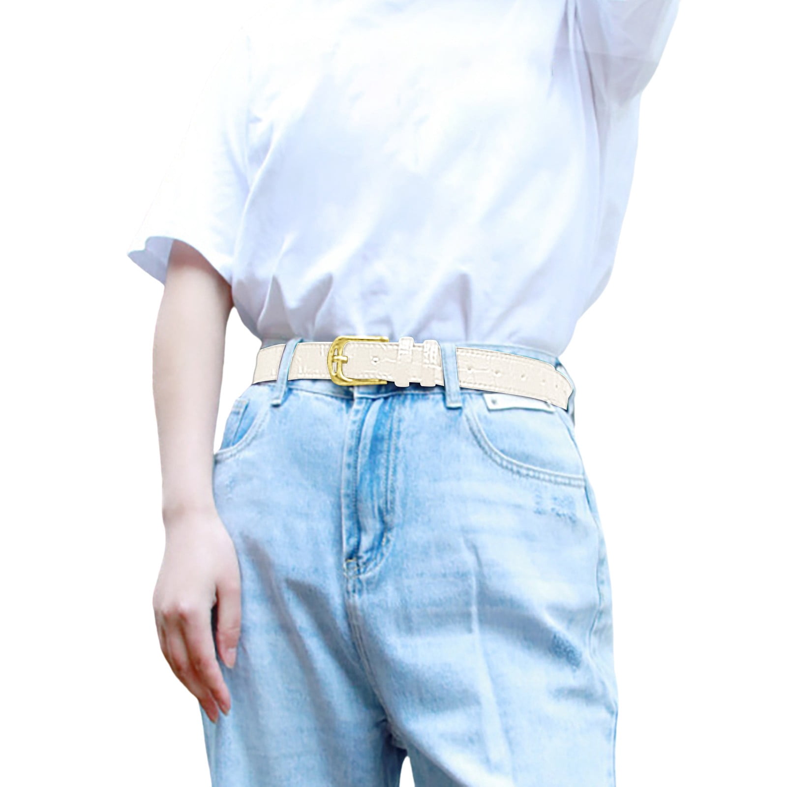 9248 Women\'s Skinny Belt Adjustable Solid Color Turn Lock For Jeans Buy Blue Skinny Leather Belt For Ladies - LeatherBeltsOnline.com main image 2
