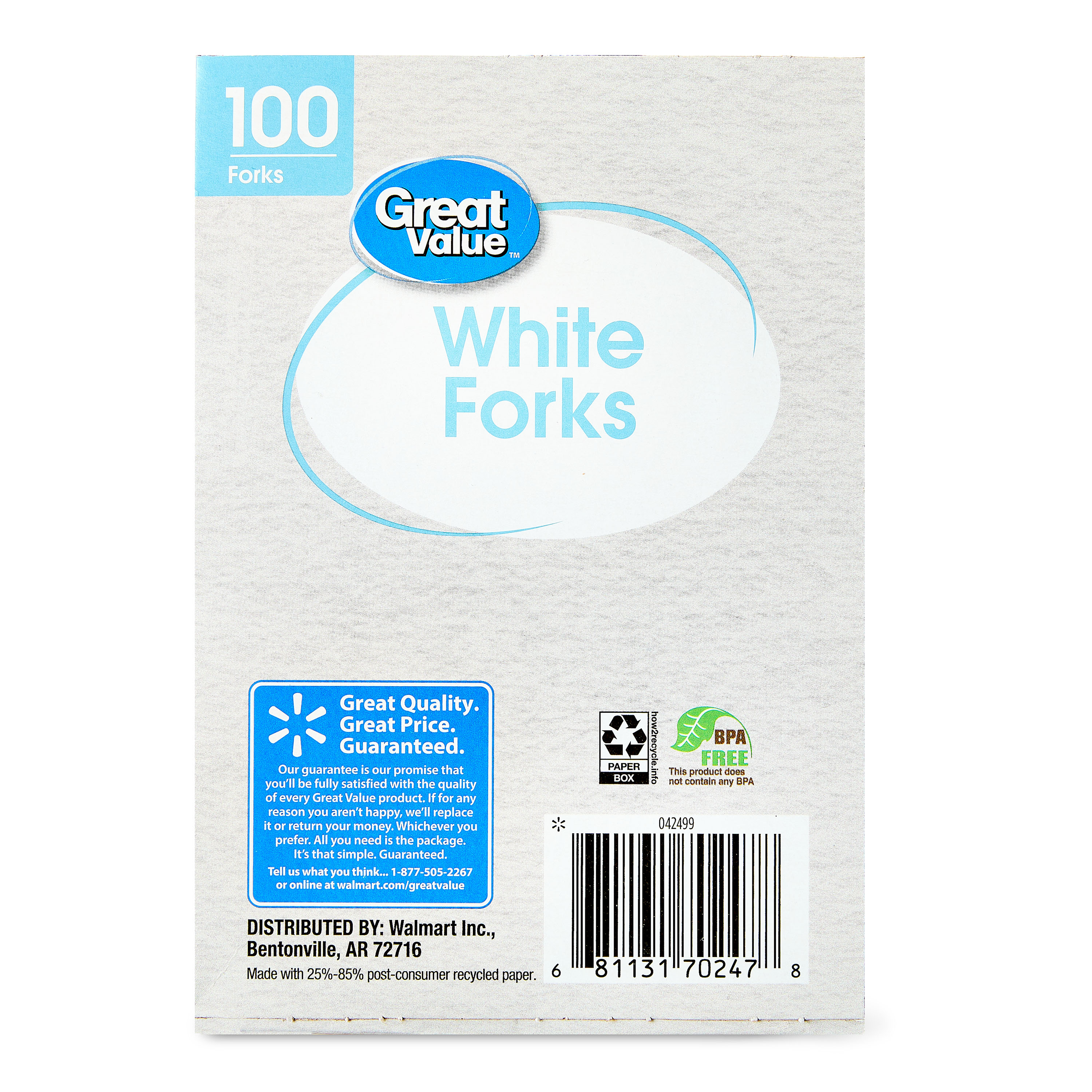 Great Value Everyday Disposable Plastic Forks, White, 100 Count - image 4 of 8