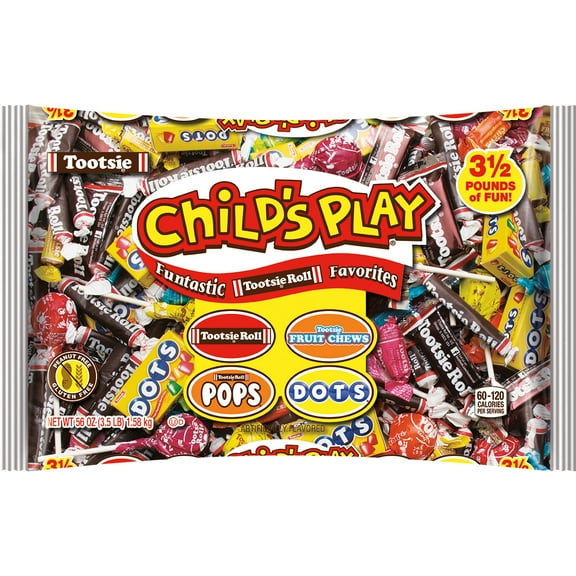 Tootsie Child's Play Variety Candies Pack, 3.5 Ib. Bag.  Peanut Free, Gluten Free. Contains Milk and Soy.