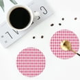 thumbnail image 4 of Lsque pink argyle Pattern 4" Drink Coasters Set of 4, PVC Leather Absorbent Coasters, Table Coaster Set Decorative Coffee Cup Coasters Housewarming Gift-Round Shape, 4 of 6