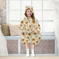 thumbnail image 7 of FORMRS Wearable Blanket Hoodie with Sleeves for Kids Cozy Flannel Sweatshirt, Beige Sunflower Pattern, 7 of 7
