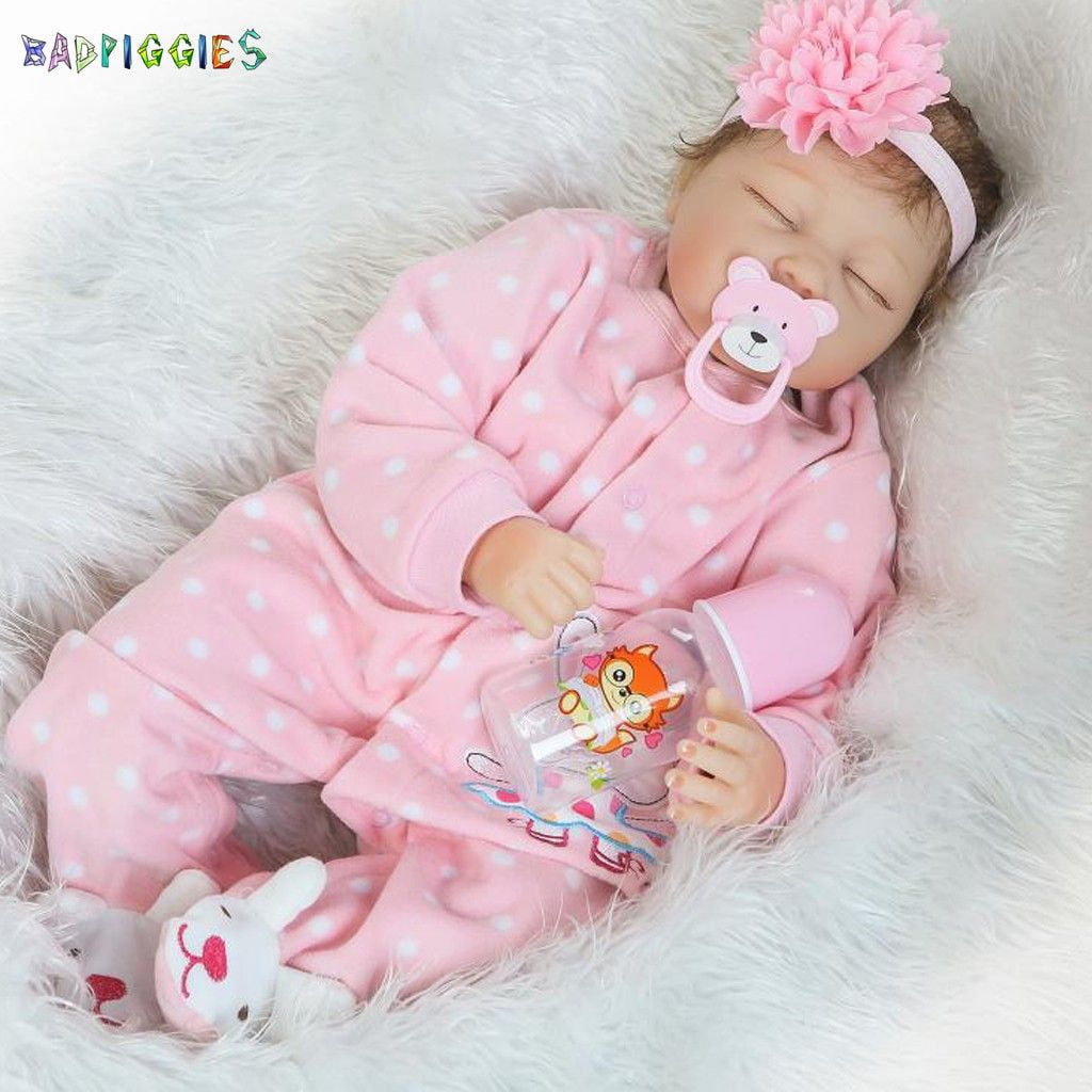 BadPiggies 22" 55cm Realistic Reborn Sleeping Baby Dolls Silicone Vinyl