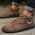 thumbnail image 5 of Xfvqtps Mens Snow Boots Mid Top Lace Up Plush Fleece Line Suede Sole Fashion Retro Comfortable Non Slip Warm Winter Casual Short Leather Shoes, 5 of 8