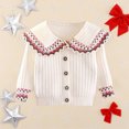 thumbnail image 4 of Vitality Girl Knit Sweater｜Girls' Loose-Fit Soft Cardigan Jacket｜Versatile for School, Casual, and Everyday Wear,110,White,Suitable for all seasons, 4 of 6