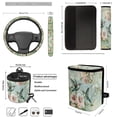 thumbnail image 4 of Jeiento Hummingbird Car Front Back Seat Covers with Steering Wheel Cover Seat Belt Pads Flower Cup Coasters Garbage Cans Keychain Blue Air Vent Storage Holder Set of 12 Green, 4 of 7