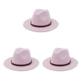 thumbnail image 2 of Sonducket Sombrero con hebilla de cinturón Vestido de moda de otoño Gorros de ala ancha Cálido Lana Mujeres Vaquero Niños Iglesia Fiesta Rosa Type1 NO1, 2 of 6