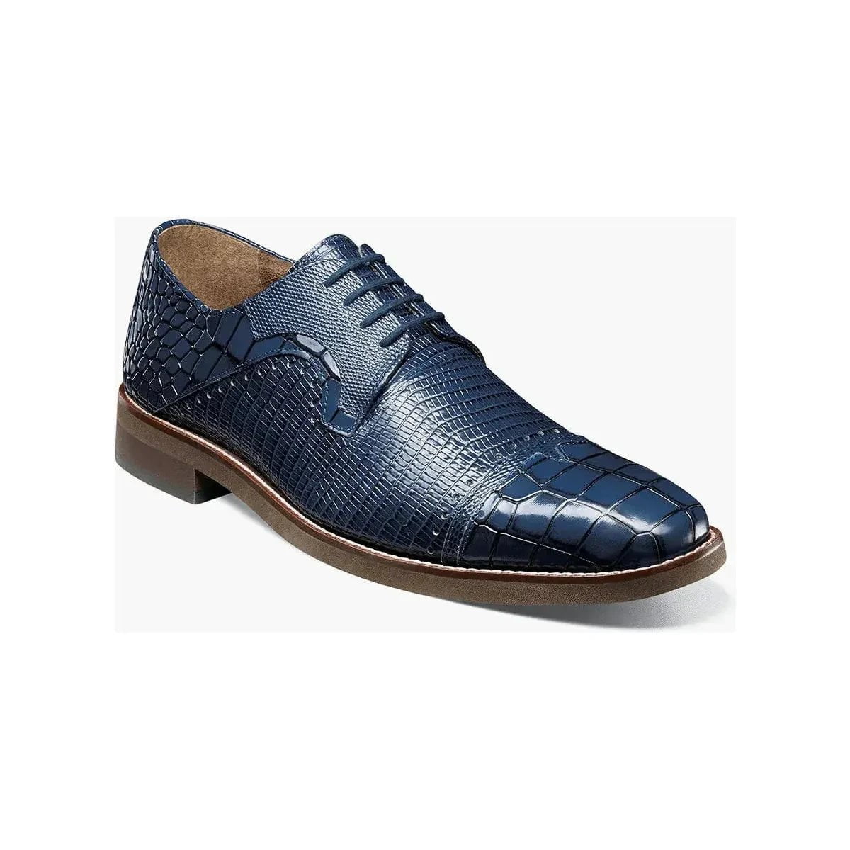 25538 Stacy Adams Leather Shoes Esposito Lizard Crocodile Print Blue Tan Walmart