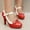 Red, variant on Women's Color Block Mary Jane Heels, Bow Embellished Platform Dress Shoes, Cute Princess Style High Heel Shoes for & Daily Wear