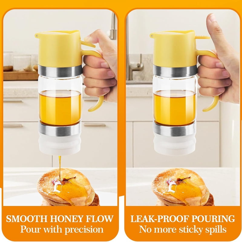 2Pcs 10OZ/300ml Honey Dispenser No Drip - Syrup Pump for Coffee, Mini Jars Coffee