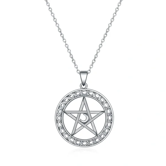 Sterling Silver Pentagram Pentacle Pendant Necklace Wiccan Jewelry for Women Men Gifts