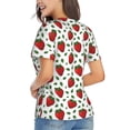 thumbnail image 3 of Vsdgher Strawberry Women Shirts V Neck Short Sleeve Tops T-Shirt Basic Tees, S to 3XLSmall, 3 of 5