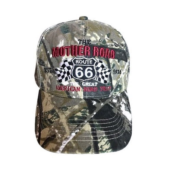 Route 66 The Mother Road Embroidered Baseball Cap - Camo Color - Uni-Sex Style  -- FREE  USA  Shipping--(7508-125c)