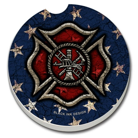

CounterArt Firefighter 1 Pack Absorbent Stone Coaster for Vehicle Cup Holder 2.6 Diameter