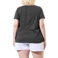 thumbnail image 3 of Unique Bargains Women's Plus Lace Panel Round Neck Short Sleeve Blouse, 3 of 6