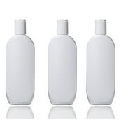 Grand Parfums White Empire HDPE Plastic Lotion Bottles, 240ml Shampoo, Conditioner, Body Cream, Body Wash, Private Label Cosmetic Containers with Whtie Dispensing Disc Caps Set of 6