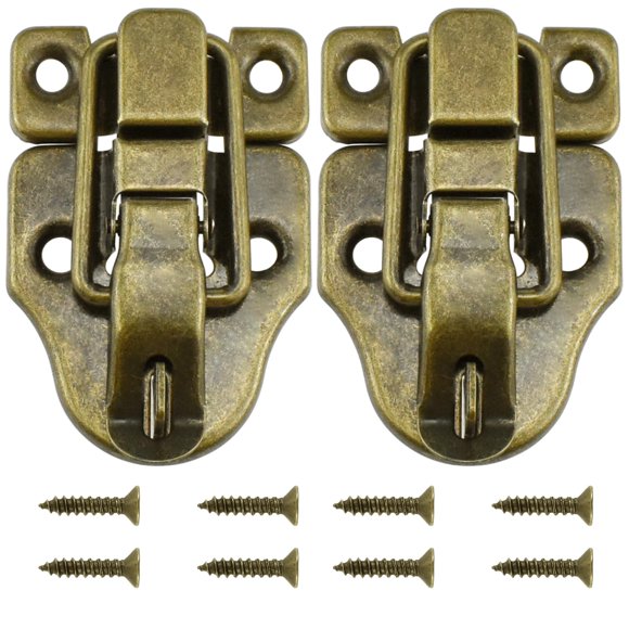 Sdtc Tech Paquete de 2 pestillos de palanca estilo bronce retro - Cerrojo de metal antiguo con orificio para candado para joyero, gabinete, caja de madera pequeña, manualidades ordinarias