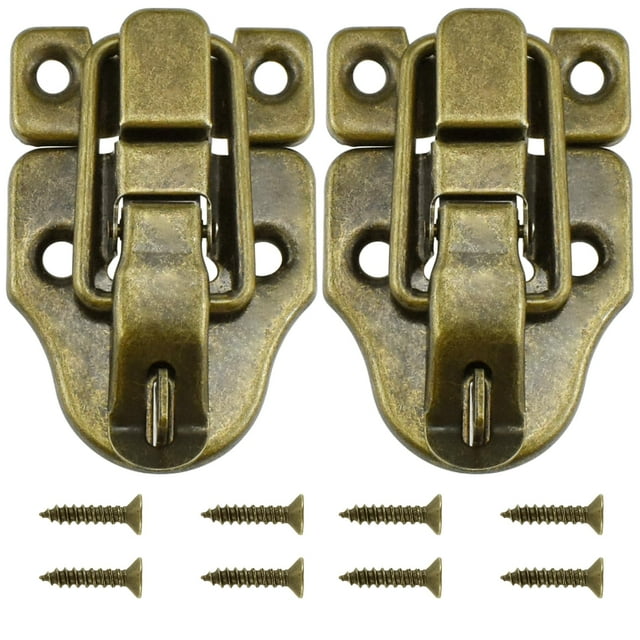 Sdtc Tech Paquete de 2 pestillos de palanca estilo bronce retro - Cerrojo de metal antiguo con orificio para candado para joyero, gabinete, caja de madera pequeña, manualidades ordinarias