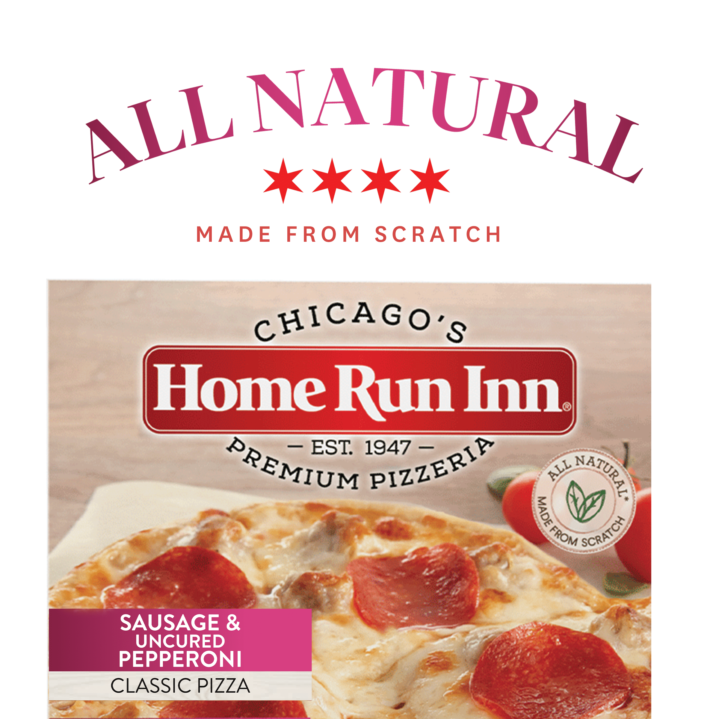 Home Run Inn Mini Personal Pizza Classic Crust Sausage & Uncured Pepperoni with Tomato Sauce, 8.75 oz (Frozen)