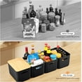 thumbnail image 7 of ebyiybnio 4 Packs Storage Bins with Bamboo Lids - Plastic Storage Containers with Lids Stackable Storage   Storage Baskets for Organizing Desktop Closet Playroom Classroom Office  Black, 7 of 7