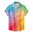 thumbnail image 3 of RUTAYY Men's Shirts Rainbow Print Short Sleeve Comfortable Breathable Turndown Collar Button Down Casual Daily Wear Travel Elegant Blouse, 3 of 4