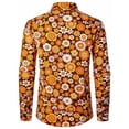 thumbnail image 3 of CONZONE Mens 70S Disco Buttons Down Shirts Long Sleeve Hippie Shirts for Men Trendy Floral Graphic Lapel Soft Lightweight Tops, 3 of 8