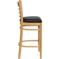 thumbnail image 6 of BizChair 2 Pk. Ladder Back Natural Wood Restaurant Barstool - Black Vinyl Seat, 6 of 8