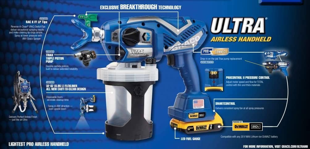 Graco 17M367 Ultra Max Cordless Airless Handheld Paint Sprayer and Graco 243104 Pump Armor, 1-Quart