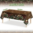 3 Pack Christmas Brown HHA1 Wood Grain Tablecloth, Xmas Gold Glitter